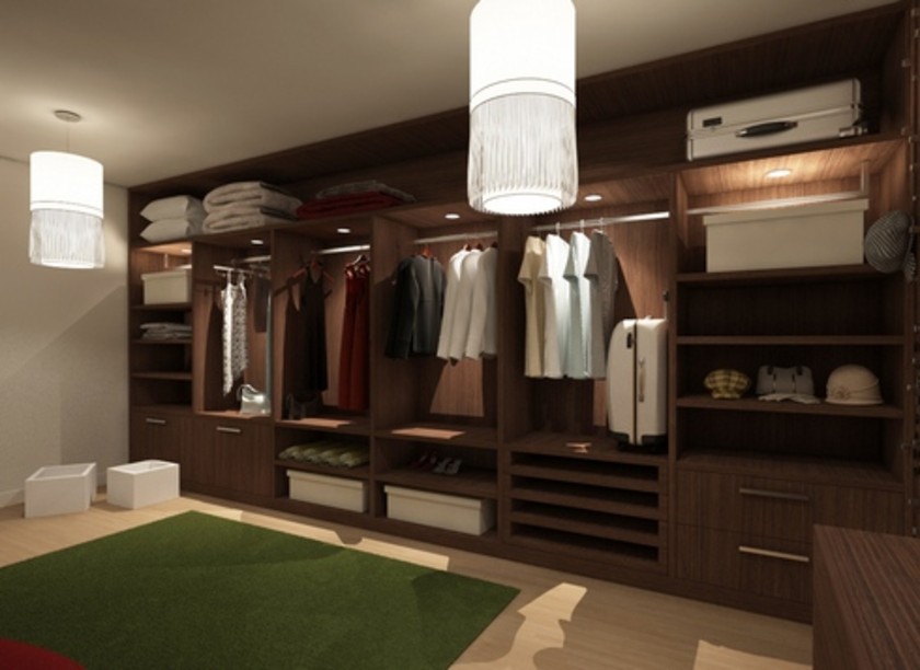Классическая гардеробная комната из массива с подсветкой Орск