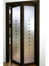 Складные двери гармошка с матовым стеклом Орск