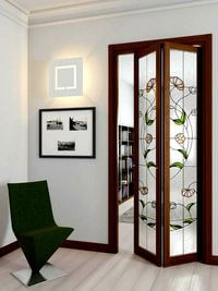 Двери гармошка с витражным декором Орск